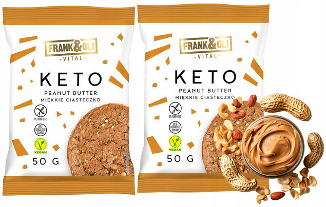 FRANK&OLI Ciastko Miękkie Keto MASŁO ORZECHOWE Bez Cukru 50g x2