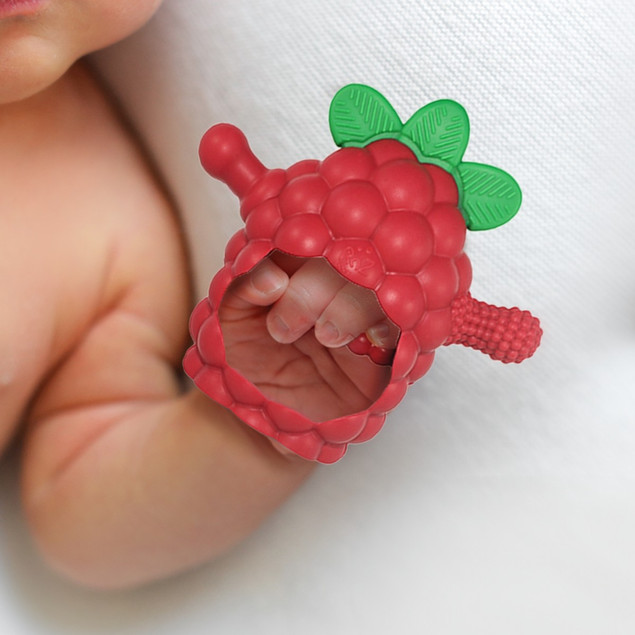 Razbaby Gryzak Silikonowy Razberry Grip Malinka 3M+ Czerwony