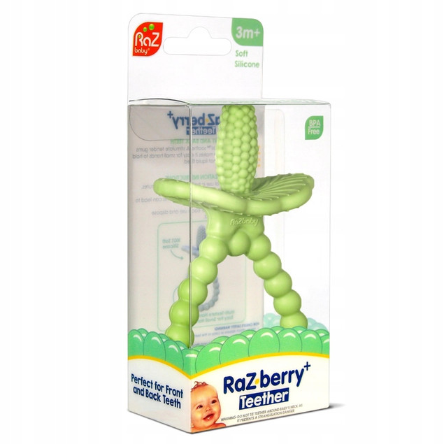 Gryzak Silikonowy RazBaby Soczysta Malina PLUS Zielony