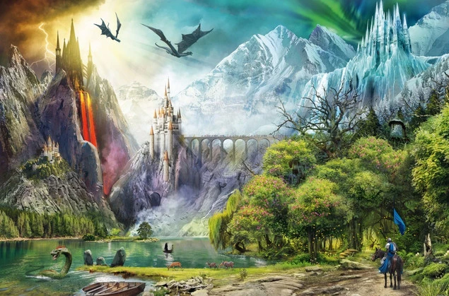 Ułożone Puzzle Ravensburger 3000 elementów Panowanie smoków