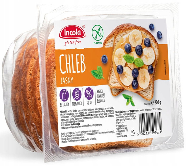 Incola Chleb jasny bezglutenowy 200 g