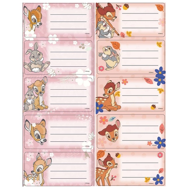 Naklejki Nalepki Na Zeszyt BAMBI Jelonek Tuptuś Disney 10 szt. Beniamin