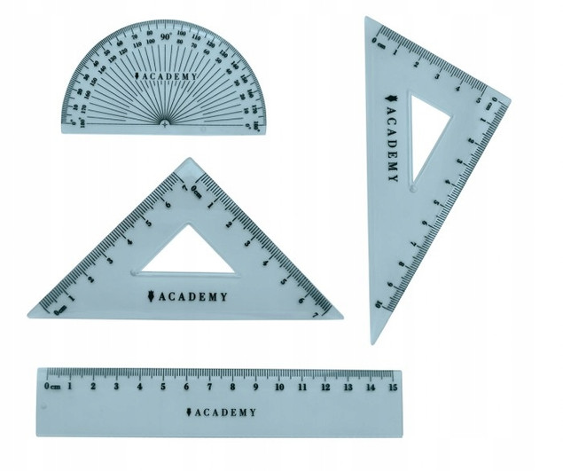 Zestaw Geometryczny Interdruk ACADEMY w Etui 4 elementy Linijka 15cm