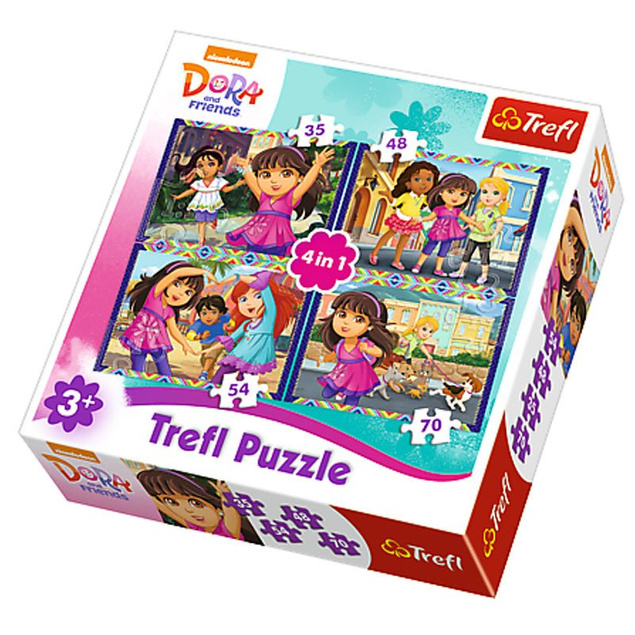 Trefl puzzle 4w1 DORA i przyjaciele 34265