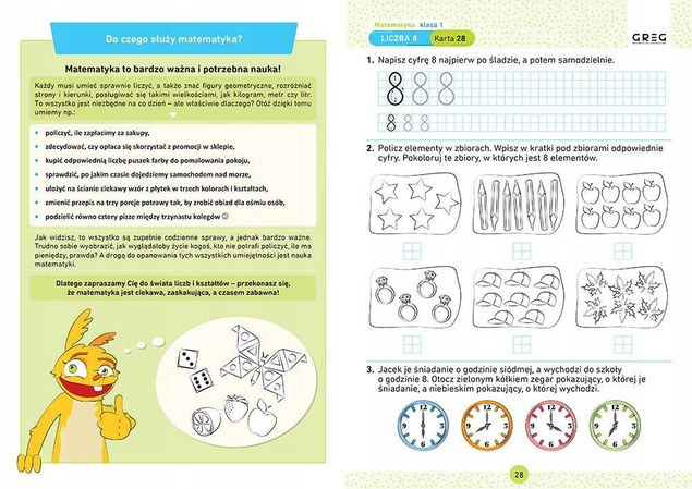 Matematyka. Karty pracy w szkole i w domu. Klasa 1
