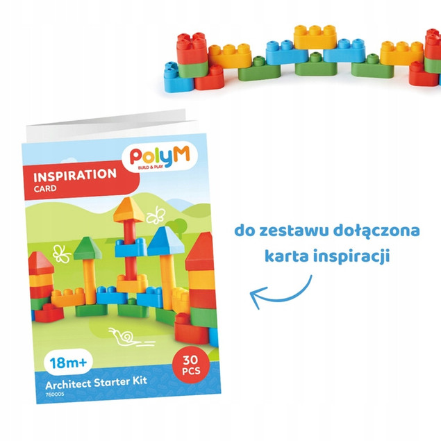 Klocki Konstrukcyjne PolyM MIĘKKIE 30 el. 18m+ | Zestaw Kreatywny