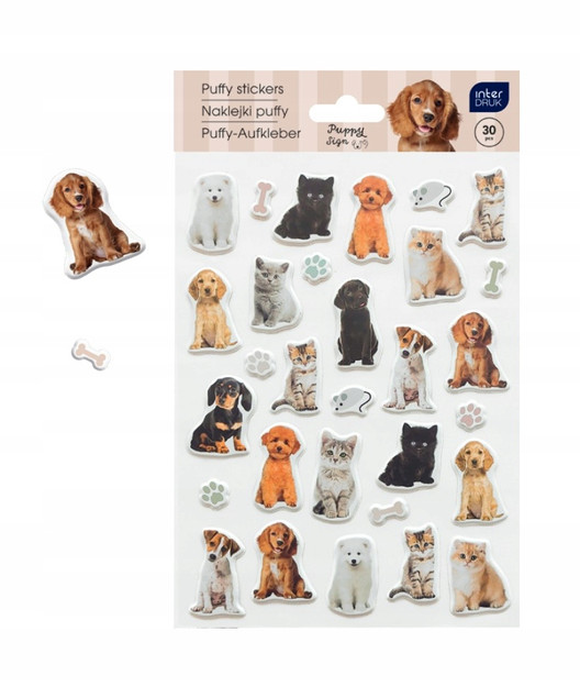 Interdruk Naklejki Puffy 30szt. Puppy Sign Pieski 3D