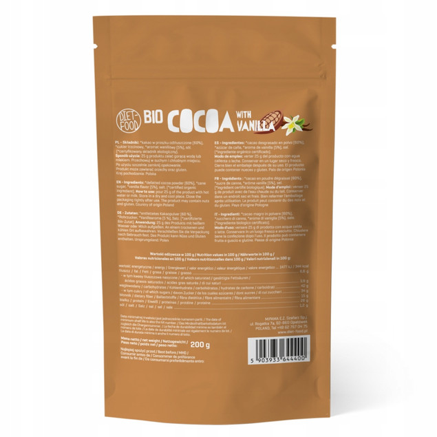 Kakao Diet Food Bio z Wanilią 200 g