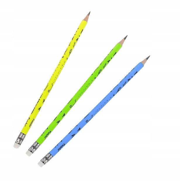 Ołówek HB z Gumką 3 Sztuki Trójkątny Blister Fiorello