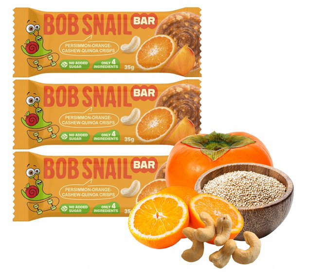 BOB SNAIL Batonik KAKI POMARAŃCZA NERKOWCE QUINOA Bez Dodatku Cukru 35g x3