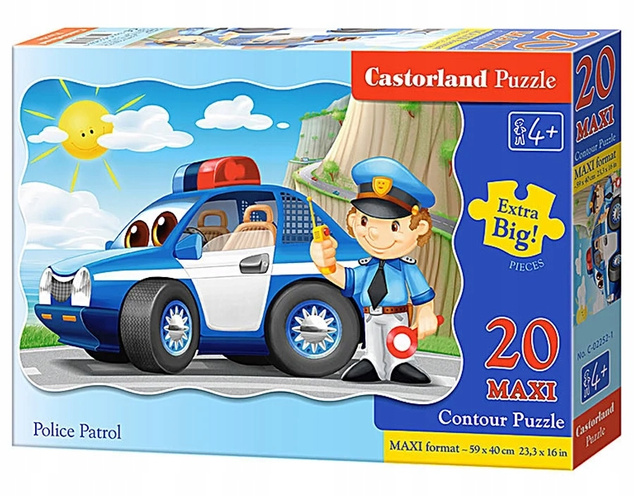 Puzzle 20 Maxi Układanka Auto POLICJA Samochód Policyjny Patrol 4+ Castor