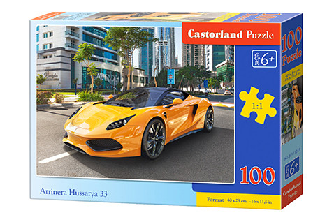 Puzzle 100 Układanka Auto SPORTOWY SAMOCHÓD Żółty Miasto 6+ Castorland
