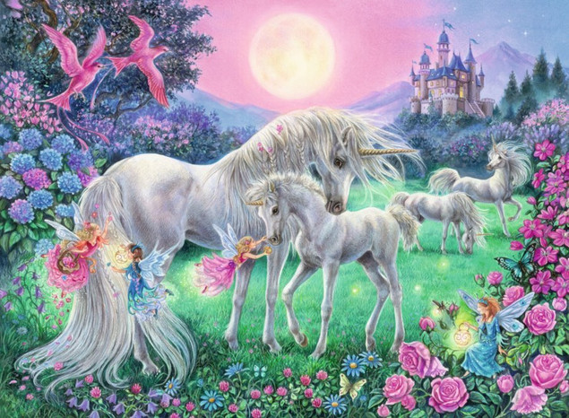 Puzzle Ravensburger 100 elementów Jednorożce w świetle księżyca