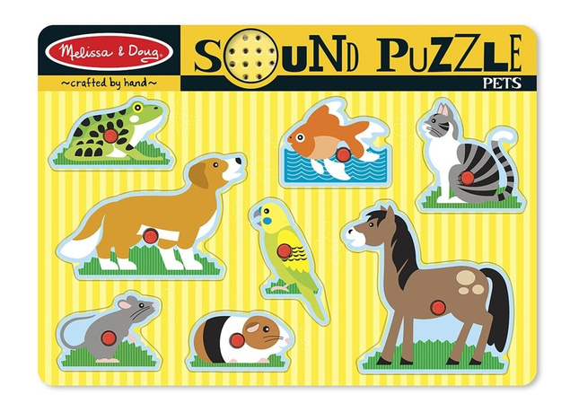 ZWIERZĘTA Drewniane Puzzle dźwiękowe MELISSA 10730