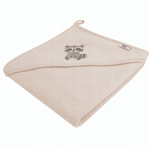 Okrycie Kąpielowe Z Kapturkiem Ręcznik 80x80 Bawełna BEŻOWE SZOP Bocioland