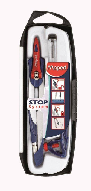 Cyrkiel Stop System 3 Elementy Uchwyt Na Ołówek + Grafit Maped
