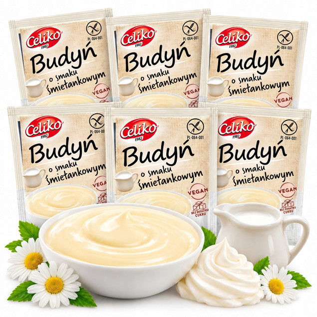 Budyń śmietankowy BEZ CUKRU Bezglutenowy CELIKO 40g x6