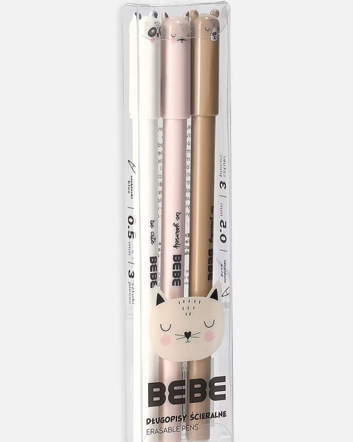 Długopis wymazywalny 0,5 mm Friends Girls – 3 sztuki (panda, kotek, miś)