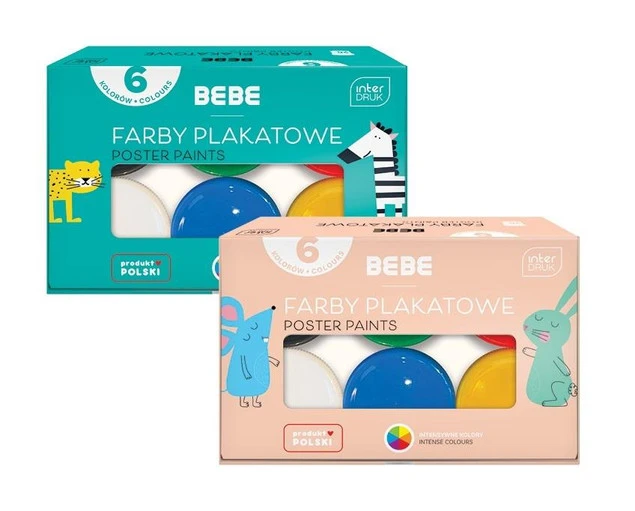 Farby Plakatowe 6 Kolorów BEBE Interdruk - bezpieczne dla dzieci