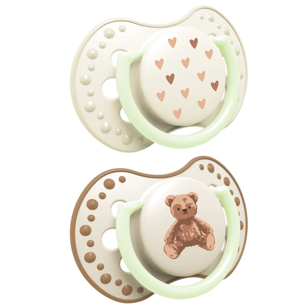 Smoczek Silikonowy Dynamiczny LOVI 0-6m 2 szt. MIŚ Teddy Love Świecący