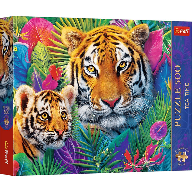 Trefl Puzzle 500 elementów Tygrysy w Dżungli Premium Plus