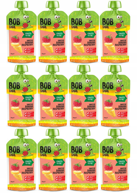 12x BOB SNAIL Smoothie BANAN MALINA Bez Dodatku Cukru Mus 120g