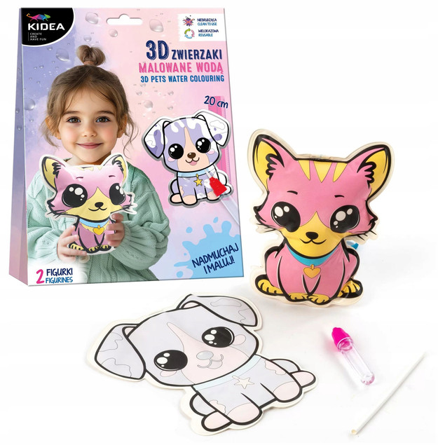 Malowanie Wodą 3D ZWIERZAKI Zestaw Kreatywny Kidea