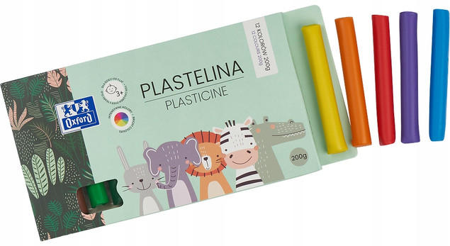 Plastelina Oxford Kids 12 Kolorów Miękka Elastyczna 100g