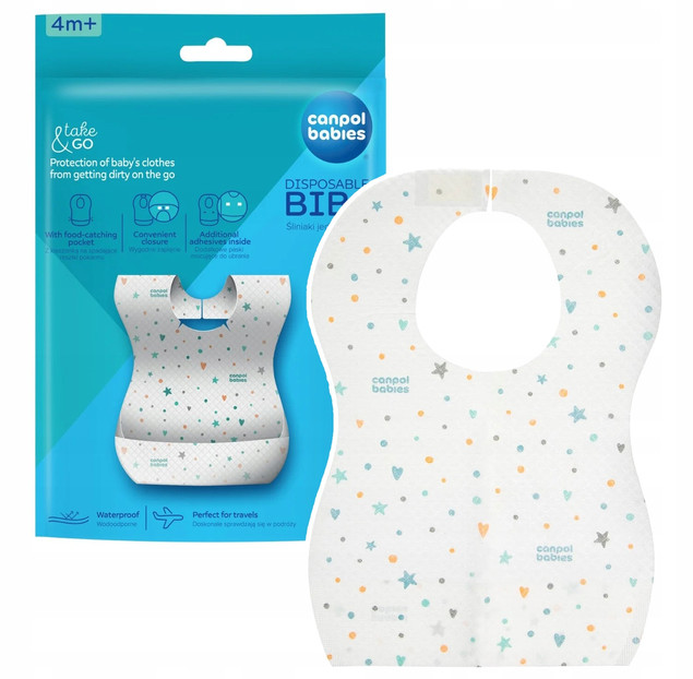 CANPOL BABIES Wodoodporne Śliniaki Jednorazowe z Kieszonką 10 szt. 1/800