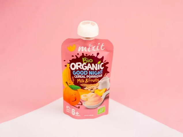 MIXIT BIO Kaszka Naturalna BANAN BRZOSKWINIA Owsianka Mleko Owoce 110g 6M+