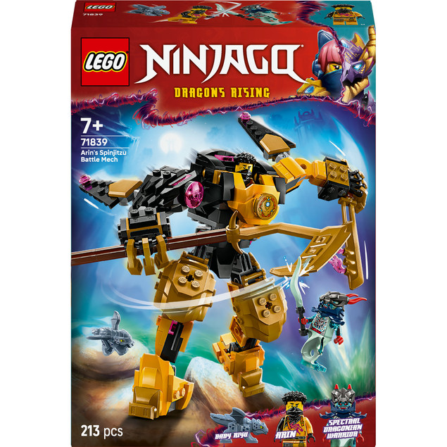 LEGO NINJAGO 71839 Arin i Robot Bojowy Spinjitzu – Modułowy Mech Ninja