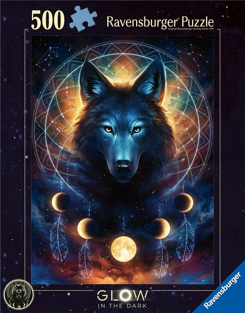 Puzzle Ravensburger 500 el. świecące Wilk i Księżyce