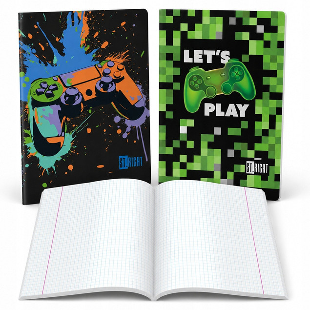 St.Right Zeszyt A4 GAME ZONE 32 kartki, 70 g/m², trzy linie