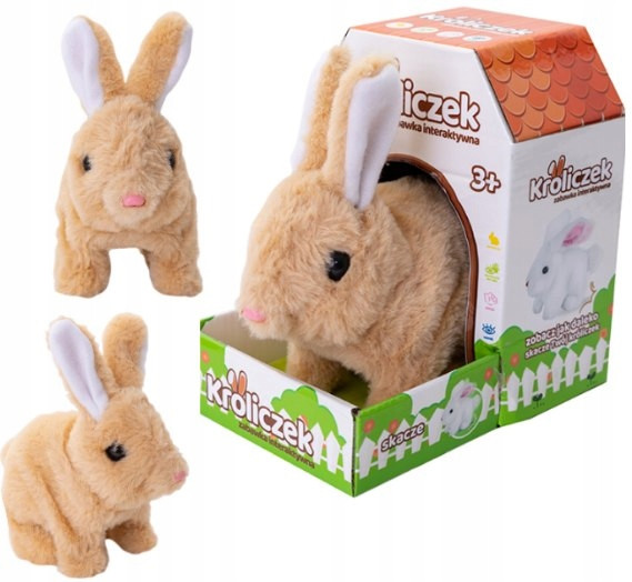 Askato Maskotka Interaktywna Króliczek Pluszowy Ruchomy Brązowy 18 cm
