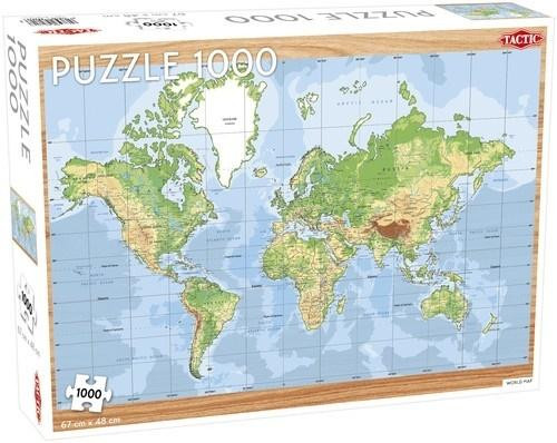 Tactic Puzzle Mapa Świata 1000 elementów, Fińska Jakość