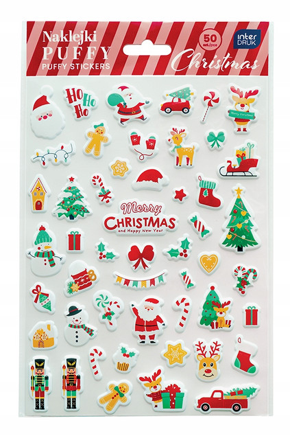 Interdruk Naklejki puffy Christmas 50 szt BN