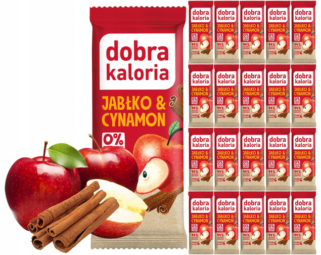 20x DOBRA KALORIA Zdrowy Baton Jabłko Cynamon 94% Owoców i Orzechów Błonnik