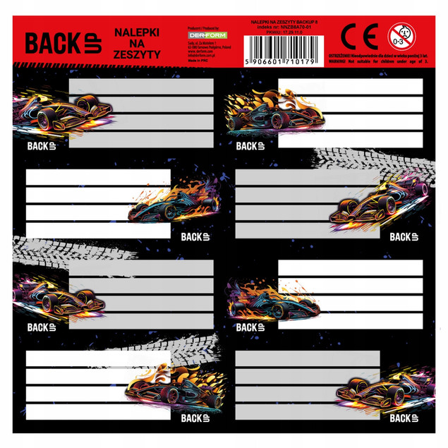 Naklejki na zeszyty Derform Neon Race 