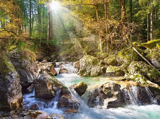 Puzzle 2000 Układanka Krajobraz Las Rzeka POTOK Strumień Góry 9+ Castorland