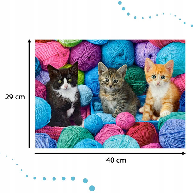 Puzzle 300 Układanka Dla Dzieci KOTKI W KŁĘBKACH WEŁNY Kociaki 8+ Castor
