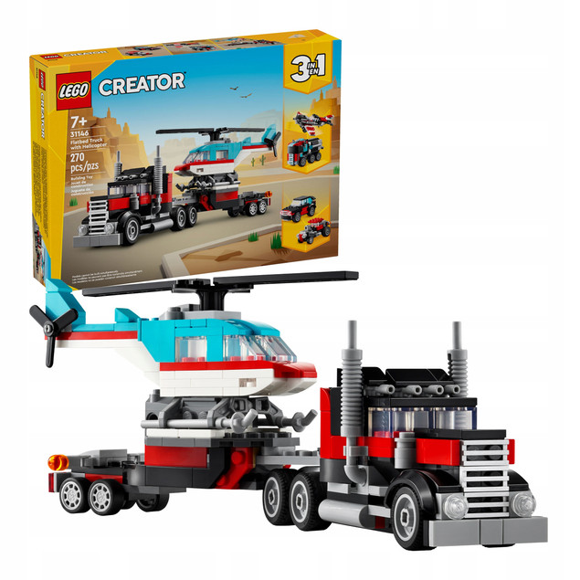 LEGO Creator Ciężarówka Z Platformą i Helikopterem 270el. 7+ 31146