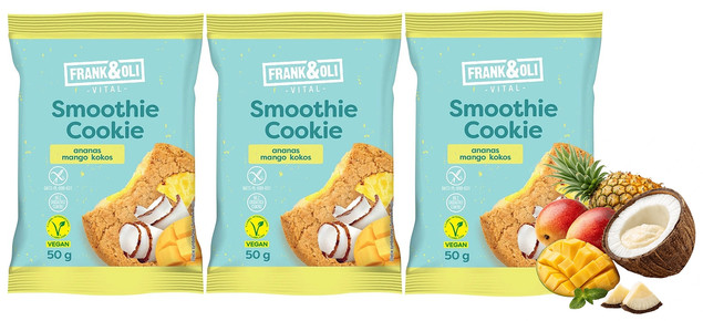 Frank&Oli Smoothie Ciastka Owsiane Ananas Mango Kokos 3x50g