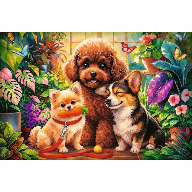 Trefl Puzzle 600 el. Flamingo by Trefl, Psy w oranżerii