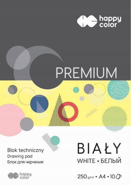 Blok Techniczny Biały Duży A4 10 k Premium 250g Happy Color