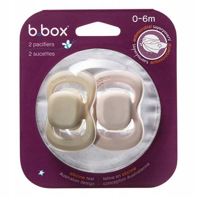 Smoczek B.Box Symetryczny Silikon 0+ (0-6m) Róż/Latte – Antybakteryjny, Bez BPA, 2szt.