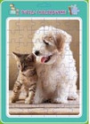 Puzzle w ramce z kolorowanką. Piesek z kotkiem