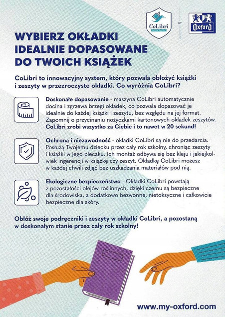 Okładka A4 Oxford CoLibri Eco Przezroczysta Antybakteryjna na Książki Zeszyty Podręczniki