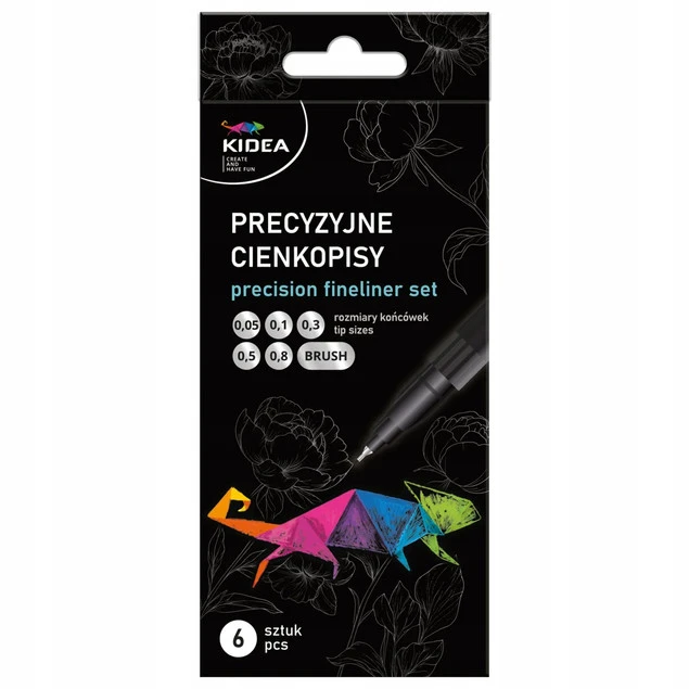 Kidea zestaw precyzyjnych cienkopisów 6 sztuk