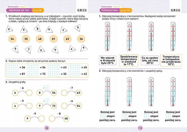 Pakiet Trzeciaki Karty Pracy w Szkole i w Domu Matematyka Klasa 3 Greg 2w1