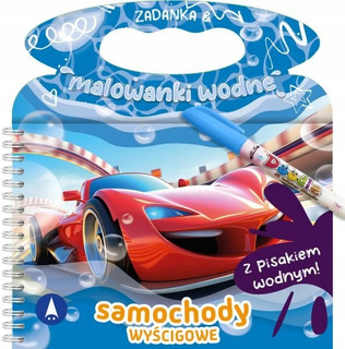 Zadanka i Malowanki Wodne SAMOCHODY WYŚCIGOWE z Pisakiem 3+ Skrzat